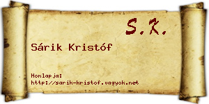 Sárik Kristóf névjegykártya